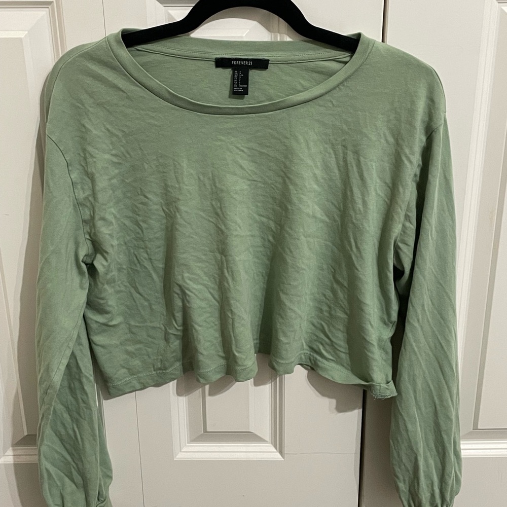 mint green cropped long sleeve